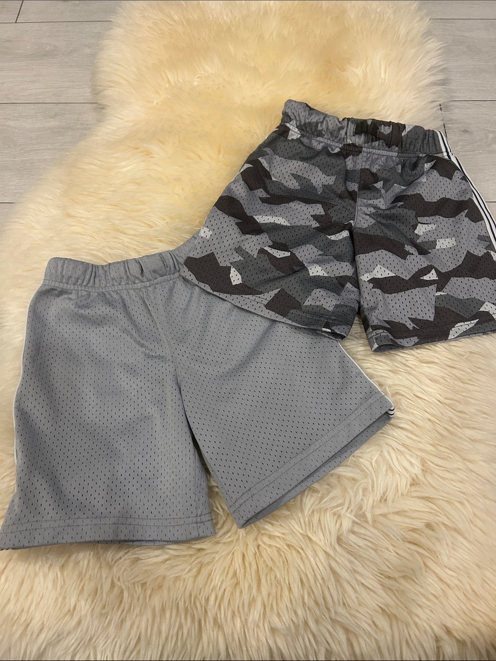 OshKosh B'gosh Gray Mesh & Gray Camo Kids Athletic Shorts - 2 Pack